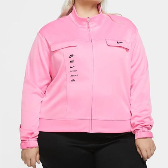 Nike Sportswear Swoosh Women Plus 3X Polyknit Track Jacket Full Zip Pink CZ6753 - Picture 3 of 16